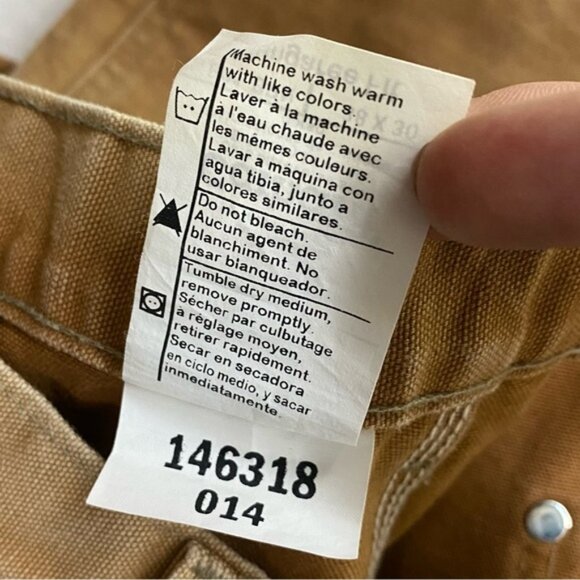 Vintage Carhartt Sun Faded Tan Double Knee Duck Canvas Dungaree Fit Pants 36X29 - Picture 4 of 16
